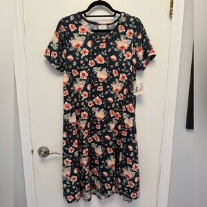 LuLaRoe Floral Dress with Pink and Cream Accents